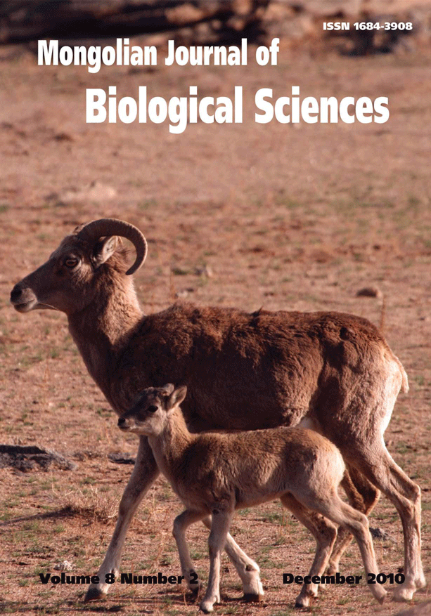 Cover of Mongolian Journal of Biological Sciences Volume 8 Issue 2
